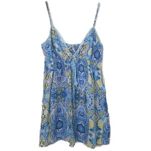 Blue Paisley Babydoll Top Size Medium